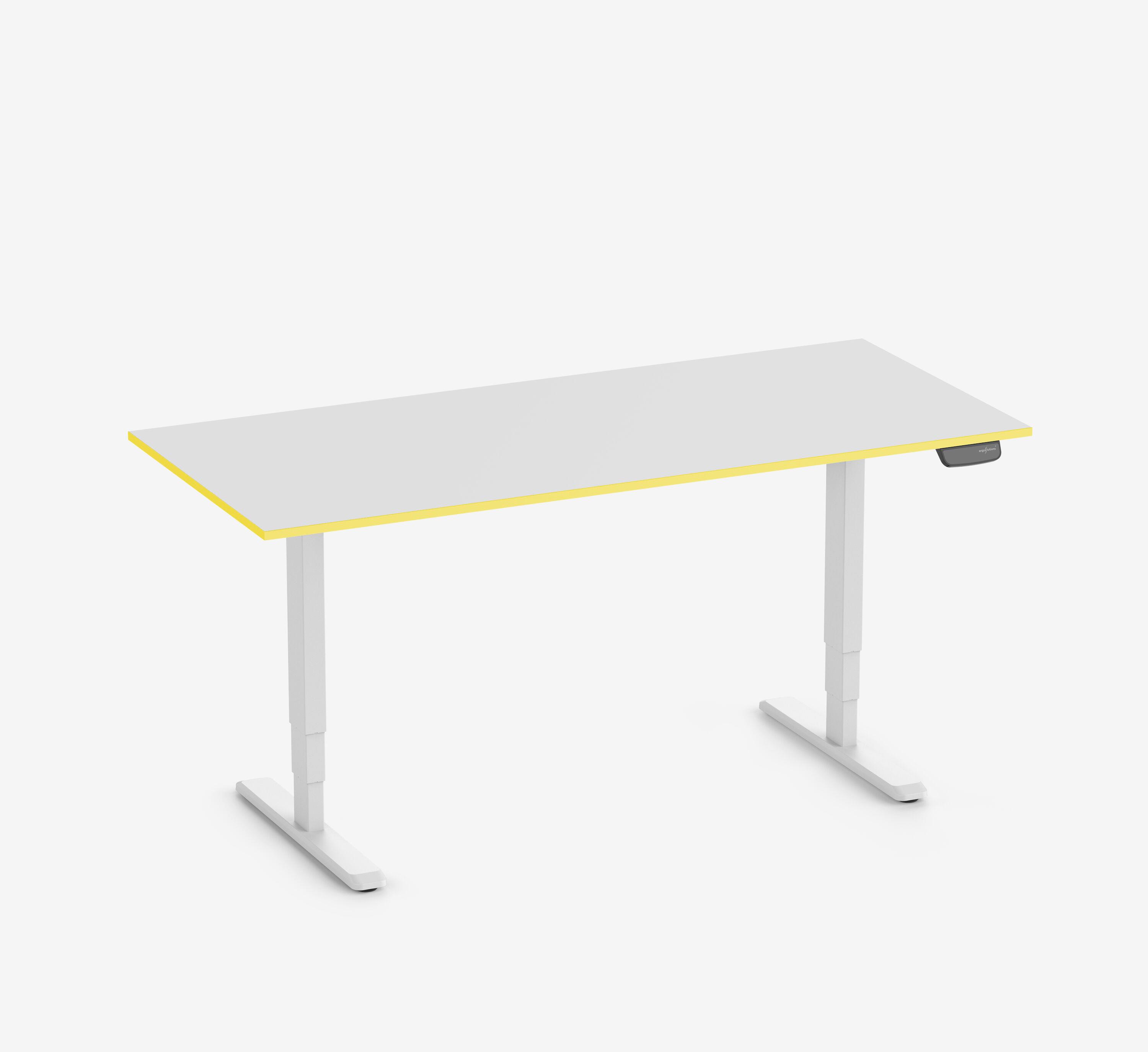 Scrivania da gaming PRIMUS - Colore: Bianco | Dimensione: 140x80 | Forma del piano: Rettangolare | Superficie: Classico | Colore bordo: Yellow Cab