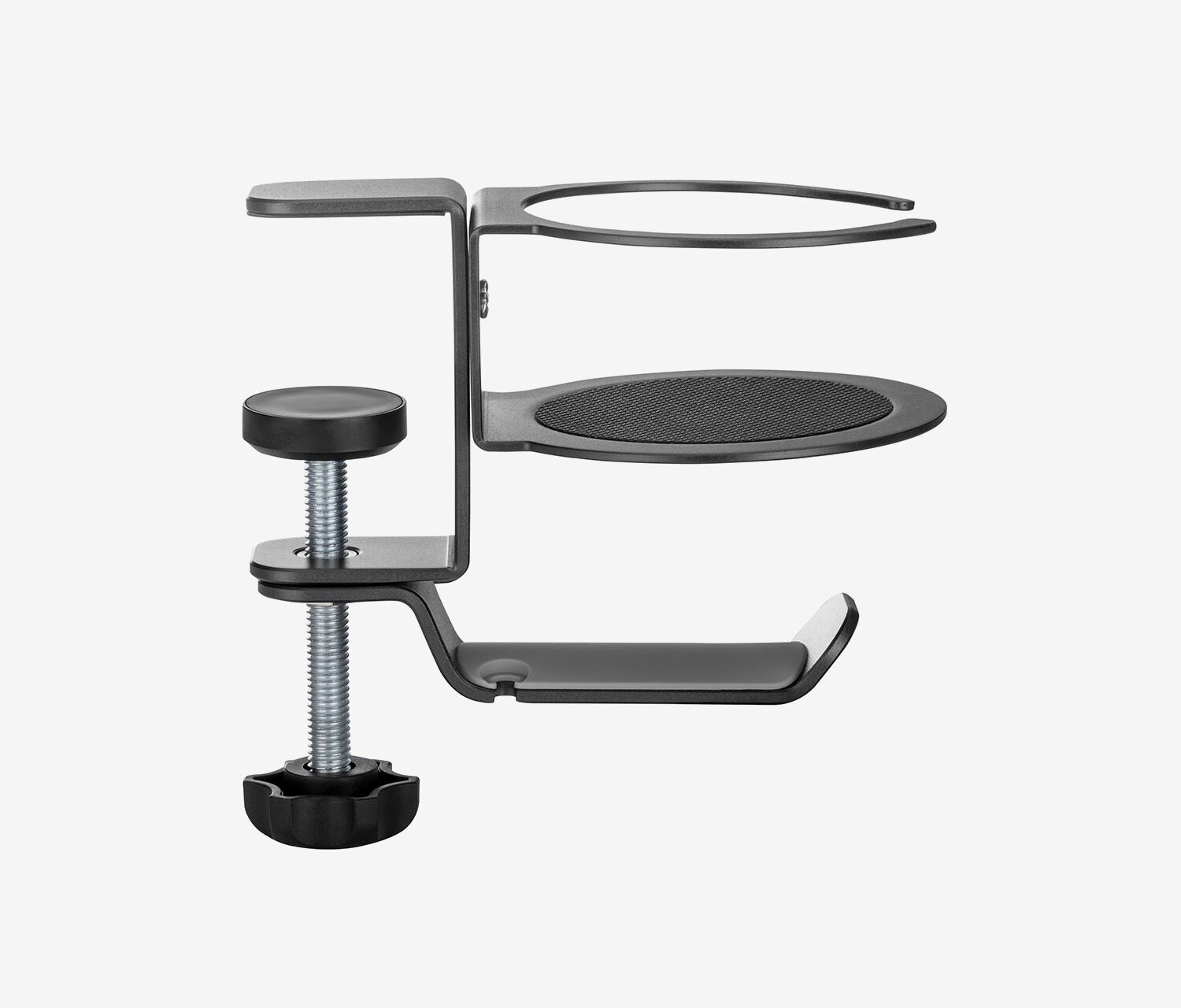 Supporto per cuffie con portabevande integrato