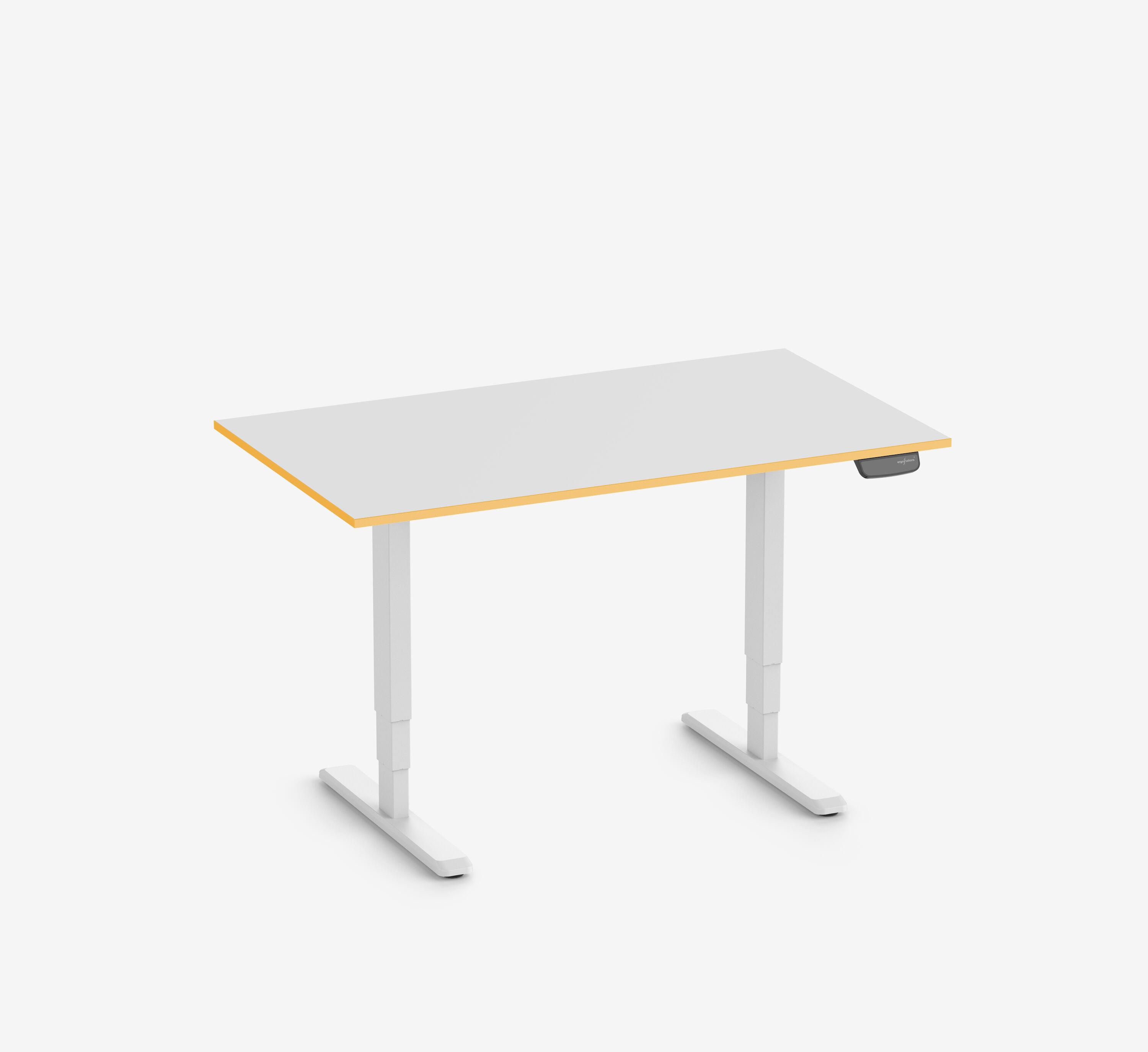 Scrivania da gaming PRIMUS - Colore: Bianco | Dimensione: 140x80 | Forma del piano: Rettangolare | Superficie: Classico | Colore bordo: Yellow Cab