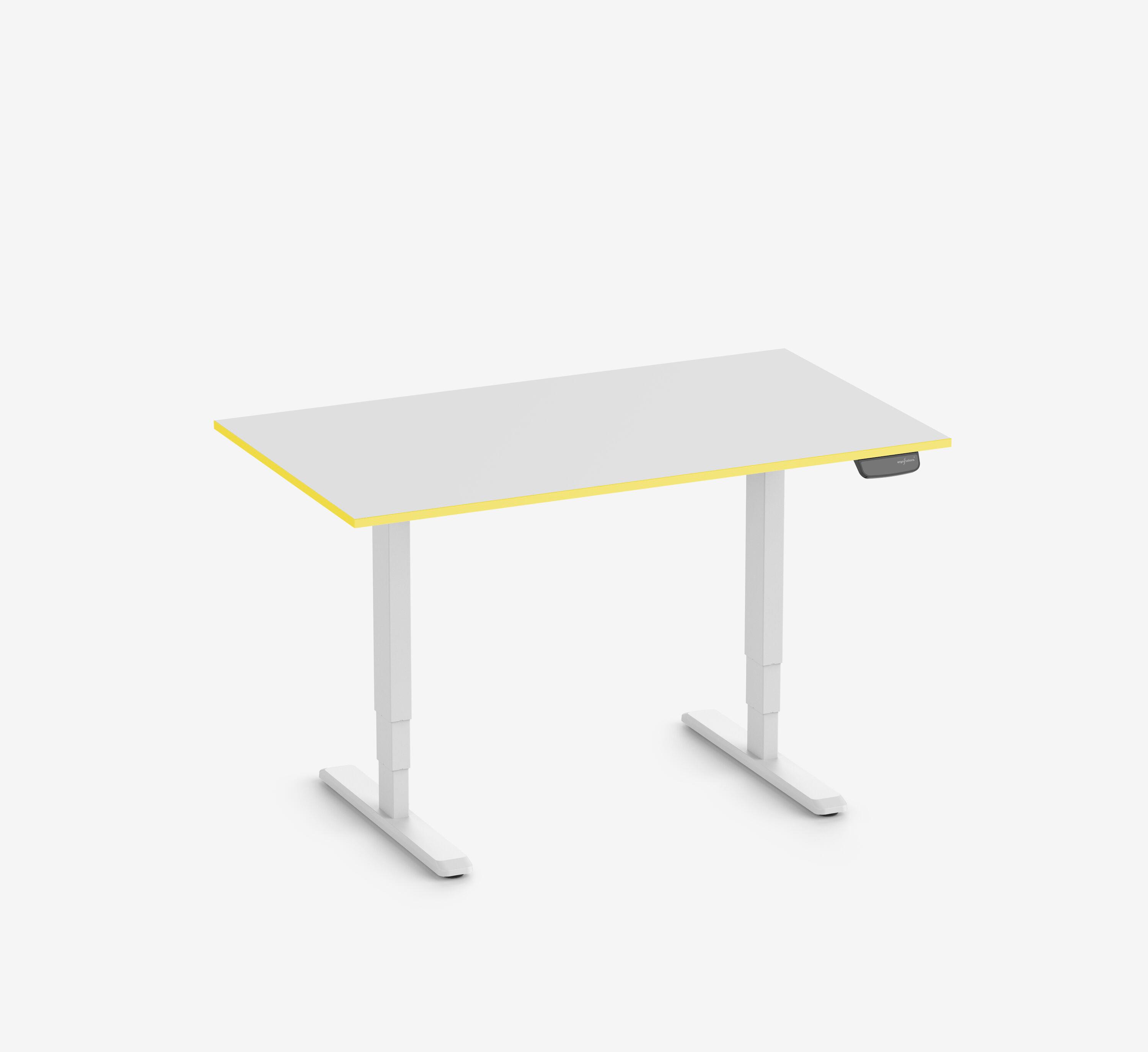 Scrivania da gaming PRIMUS - Colore: Bianco | Dimensione: 140x80 | Forma del piano: Rettangolare | Superficie: Classico | Colore bordo: Yellow Cab