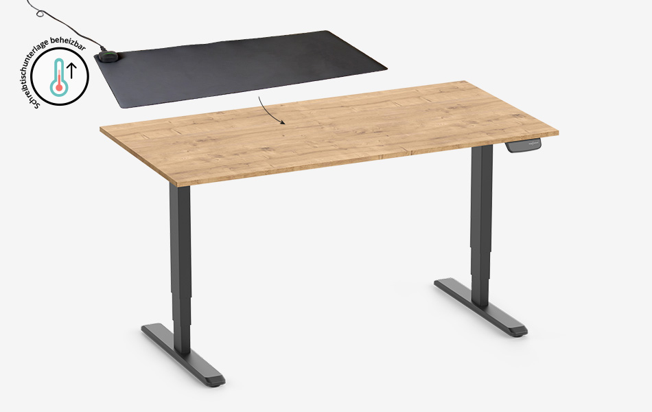 PRIMUS Schreibtisch + Beheizbare Schreibtischunterlage