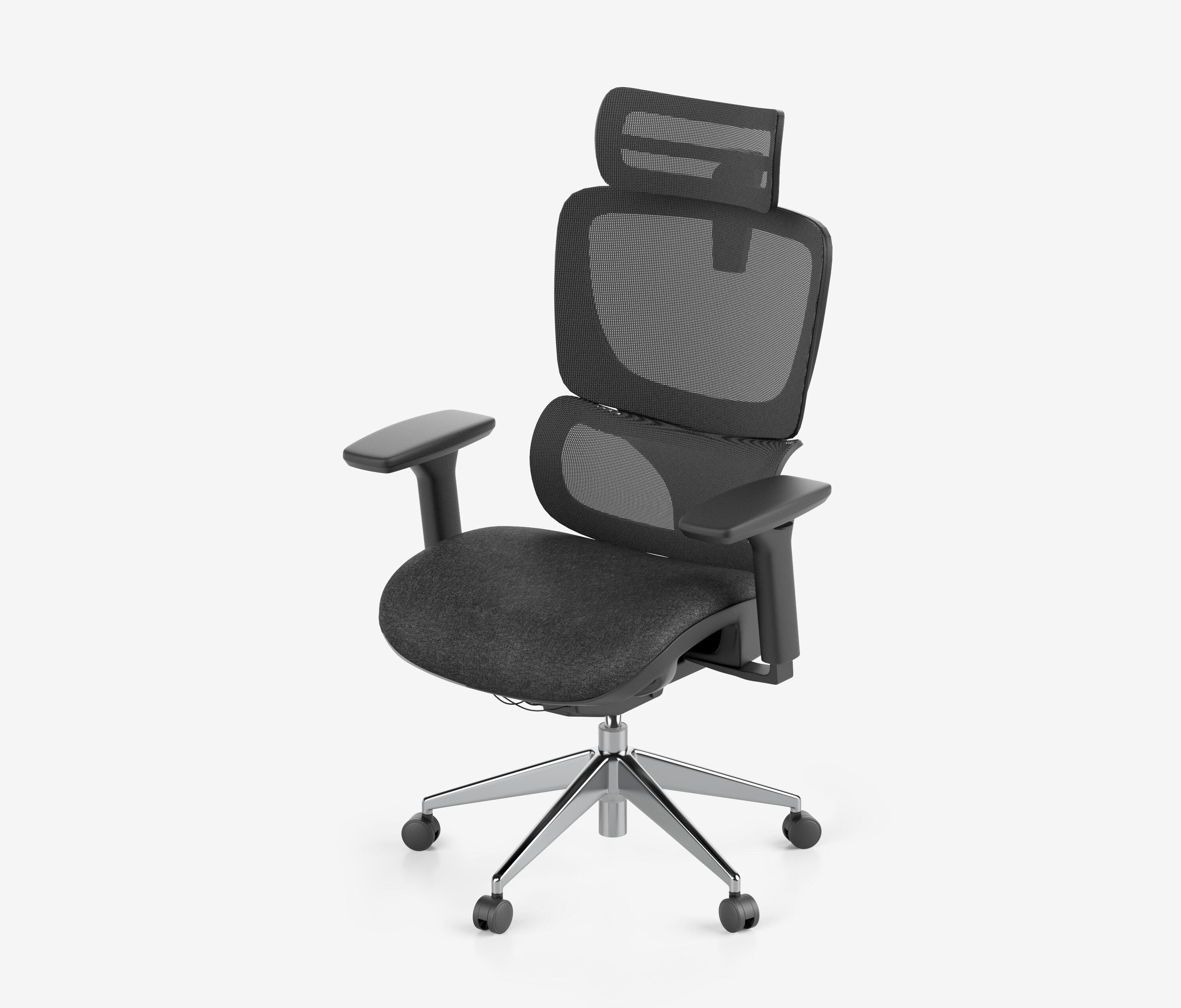 Sedia girevole da ufficio SENTA FX - Colore: Nero | Molla & Altezza seduta: Bassa, altezza seduta 47 - 58 cm | Base a croce: Alu poliert