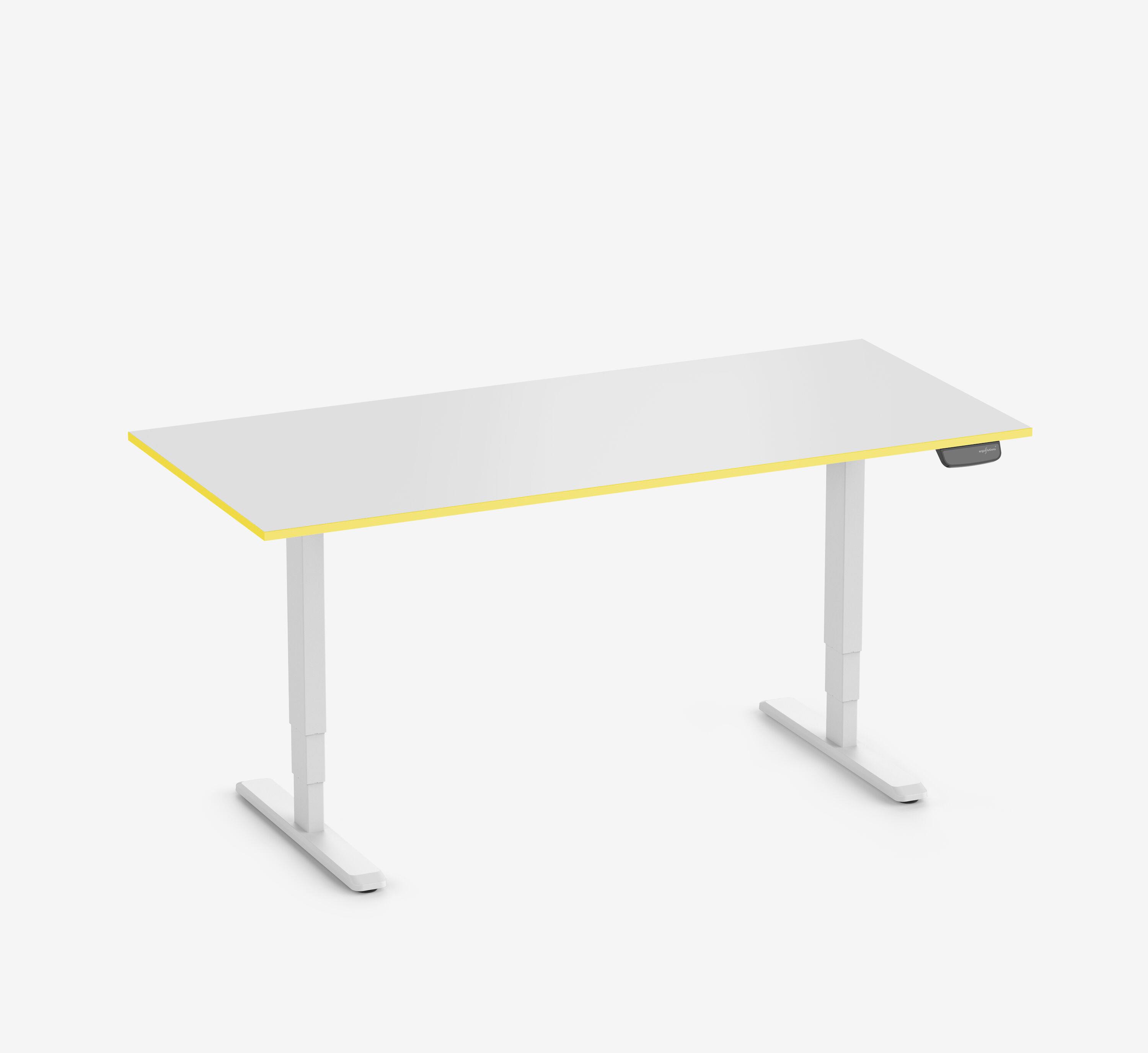Scrivania da gaming PRIMUS - Colore: Bianco | Dimensione: 140x80 | Forma del piano: Rettangolare | Superficie: Classico | Colore bordo: Yellow Cab
