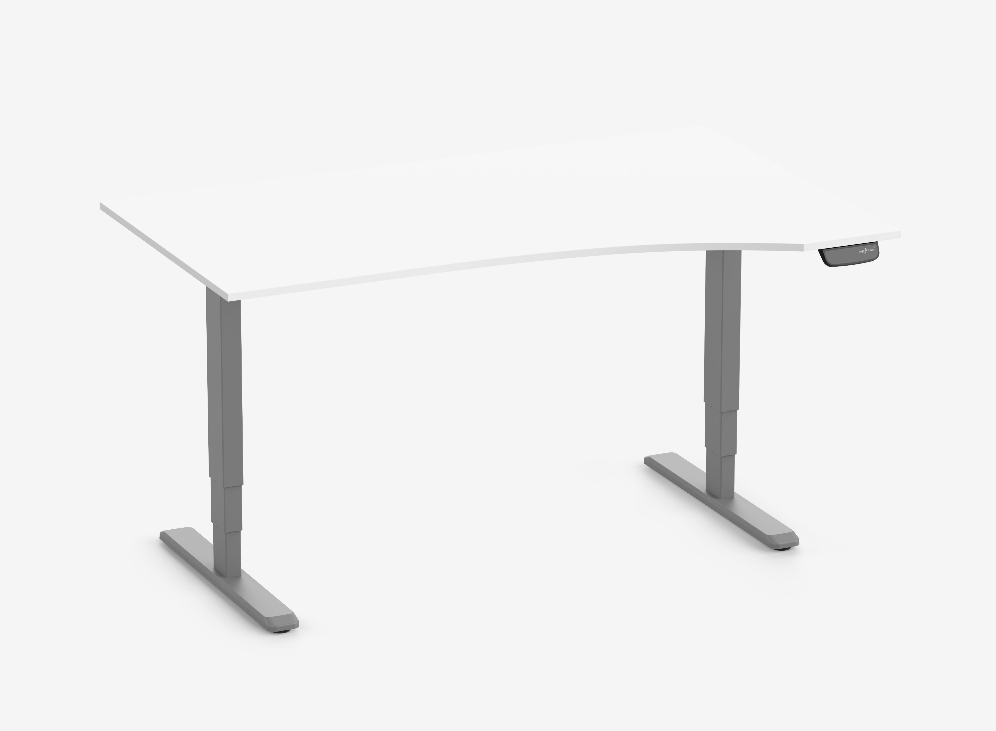PRIMUS Freiformschreibtisch, Gestell Grau 1600 x 800/1000 x 25 mm Topweiß, Ausführung Rechts