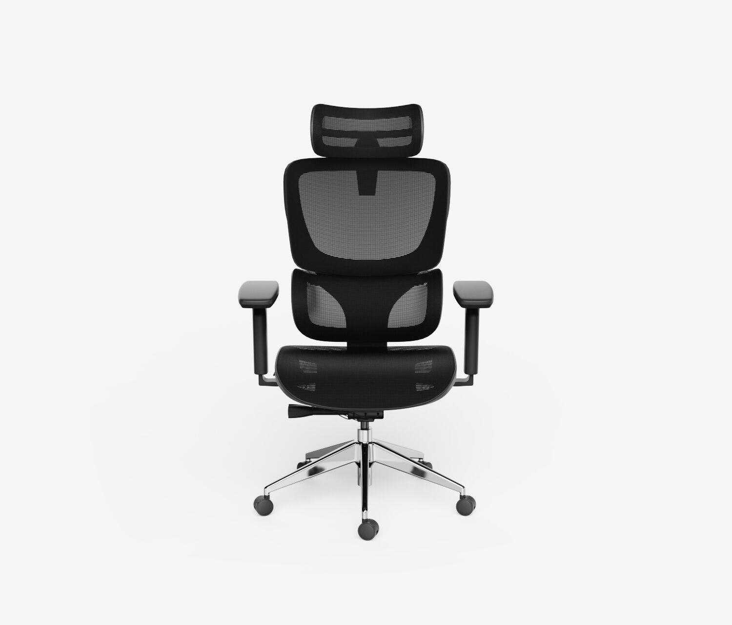 Sedia girevole da ufficio SENTA FX Mesh - Colore: Nero | Base a croce: Alluminio lucido | Molla & Altezza seduta: Normale, altezza seduta 53 - 62 cm
