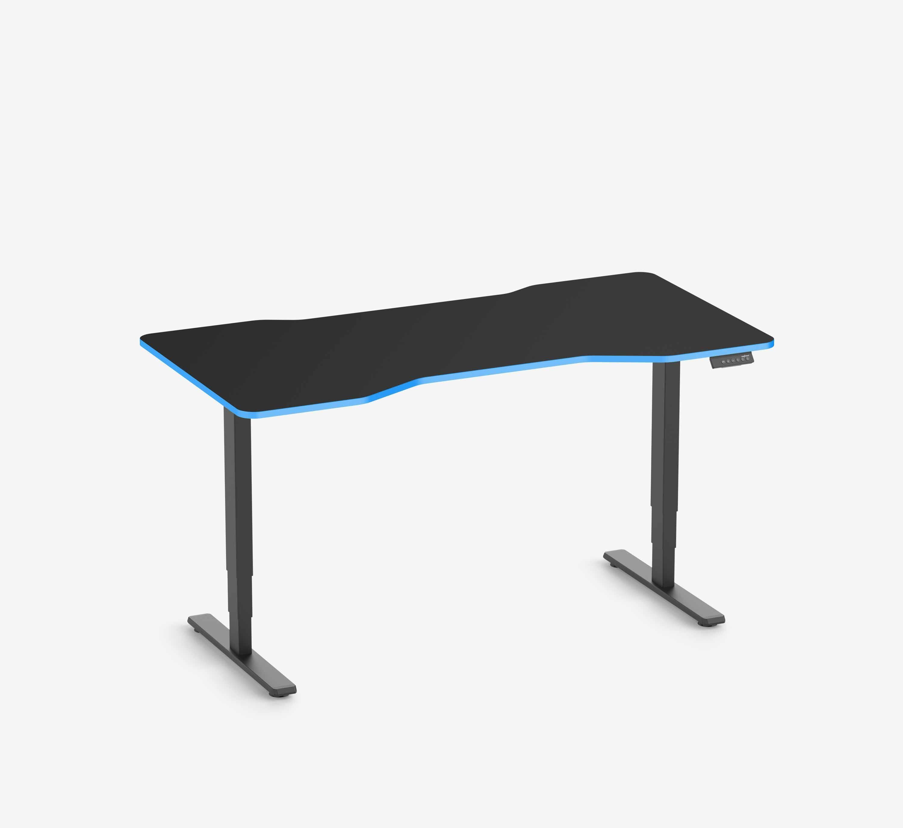 Scrivania da gaming FOKUS - Colore: Nero | Colore bordo: Royal Blue | Forma del piano: Rettangolare | Dimensione: 140x80