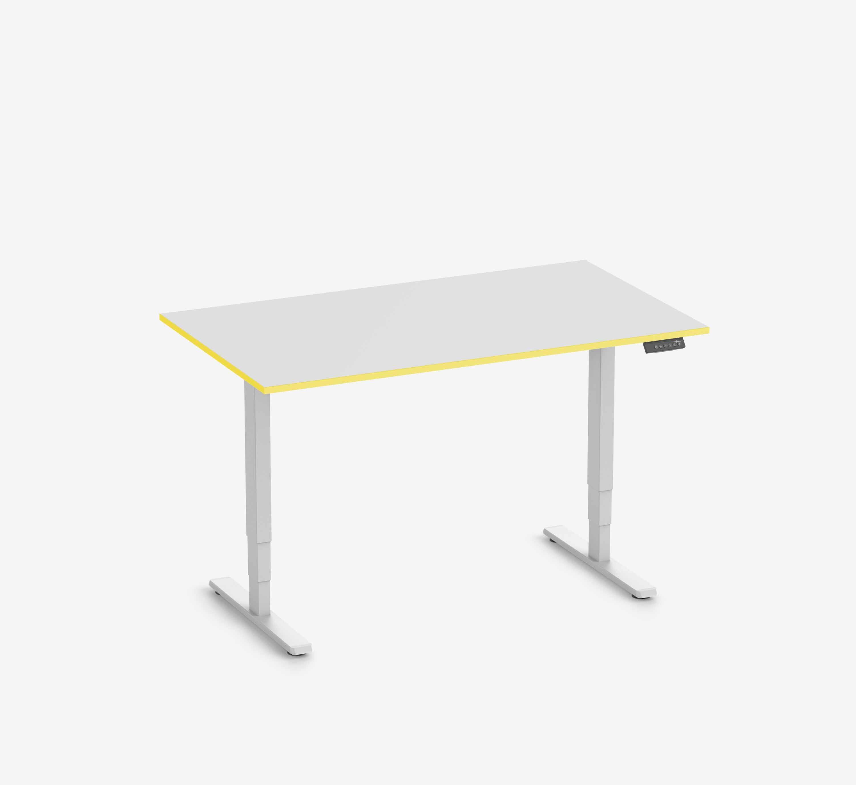 Scrivania da gaming FOKUS - Dimensione: 140x80 | Colore: Bianco | Forma del piano: Rettangolare | Colore bordo: Yellow Cab