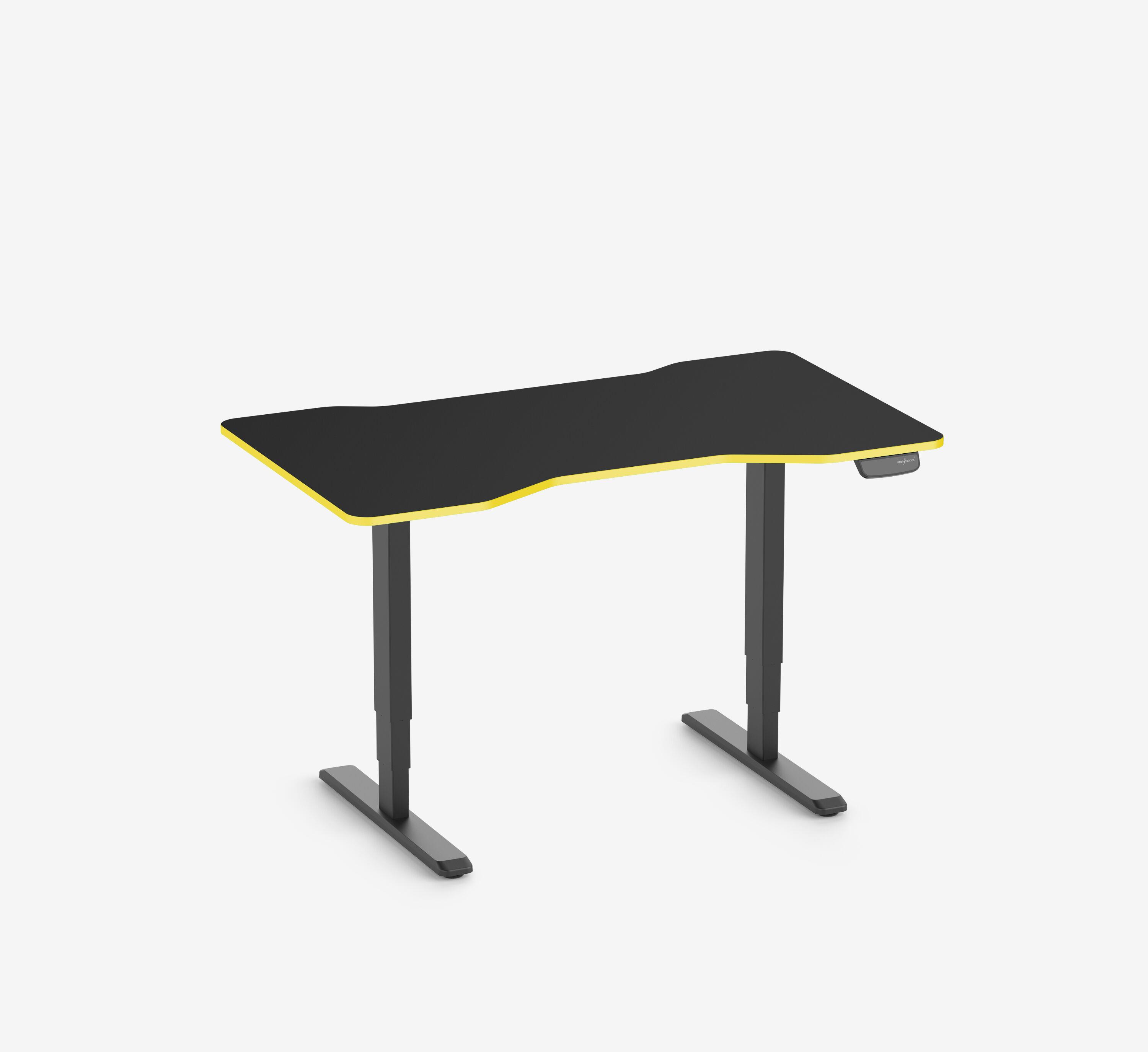 Scrivania da gaming PRIMUS - Colore: Bianco | Dimensione: 140x80 | Forma del piano: Rettangolare | Superficie: Classico | Colore bordo: Yellow Cab
