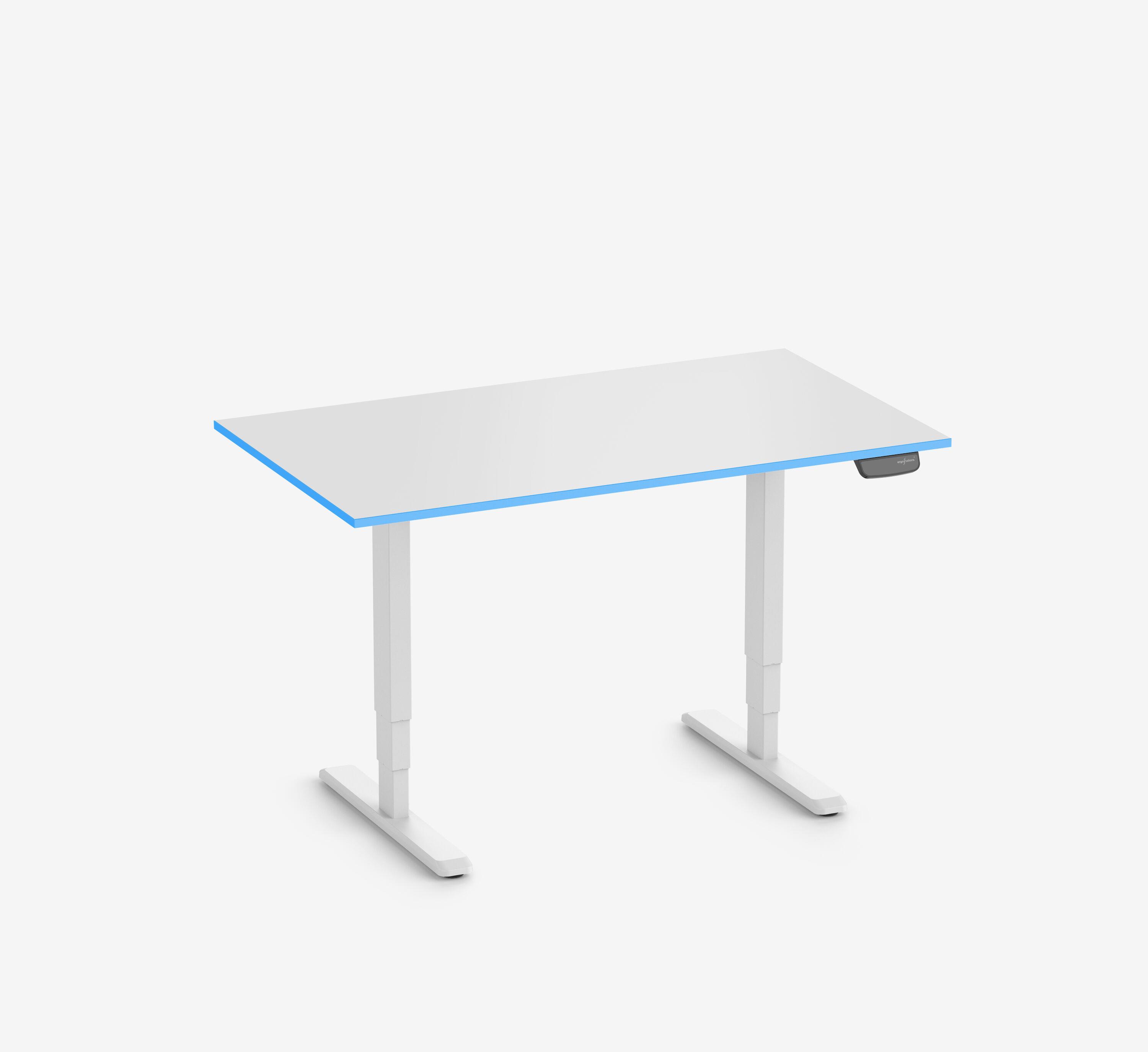 Scrivania da gaming PRIMUS - Colore: Bianco | Dimensione: 140x80 | Forma del piano: Rettangolare | Superficie: Classico | Colore bordo: Yellow Cab