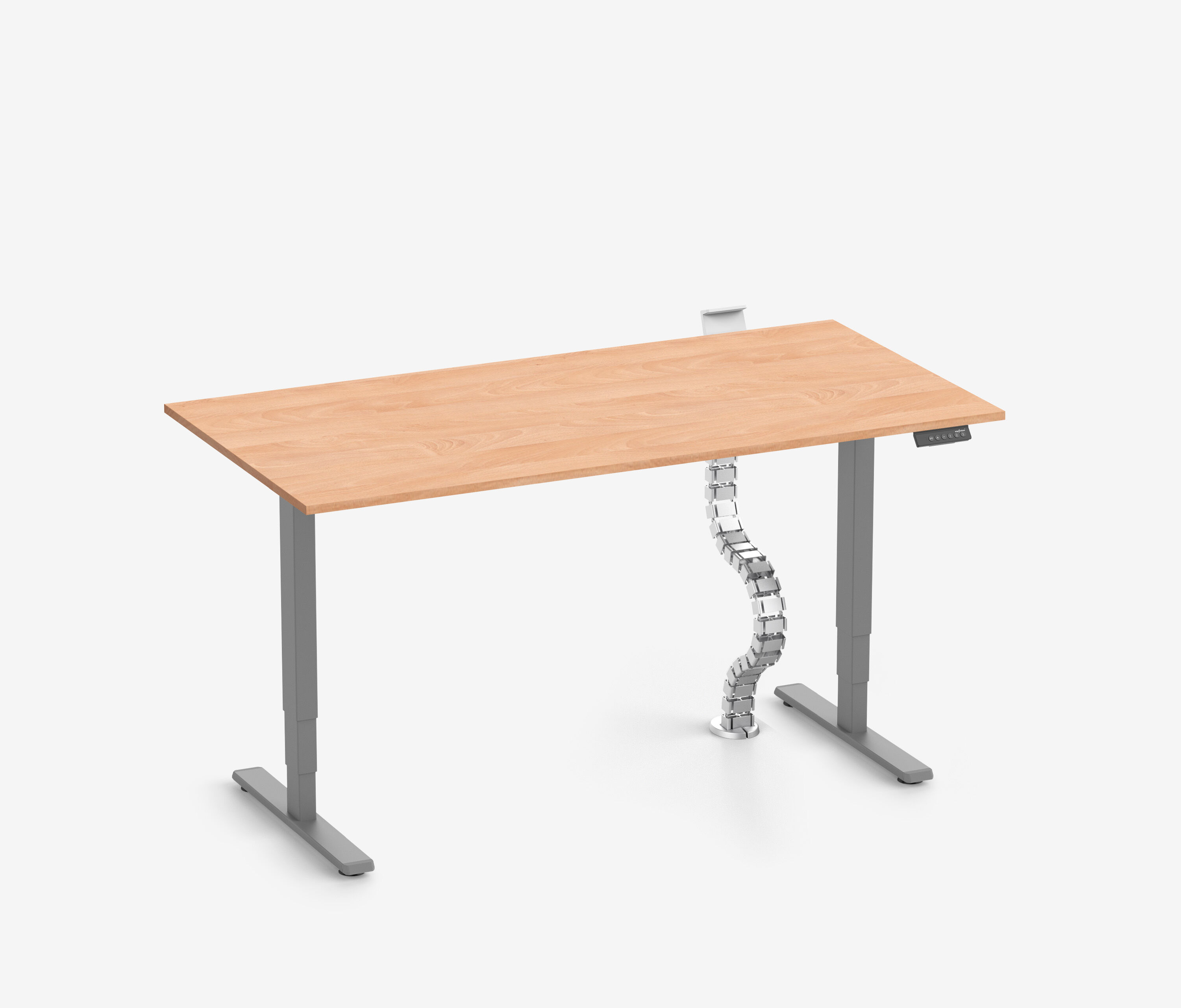 FOKUS Schreibtisch + Steckleistenhalter + Kabelschlange