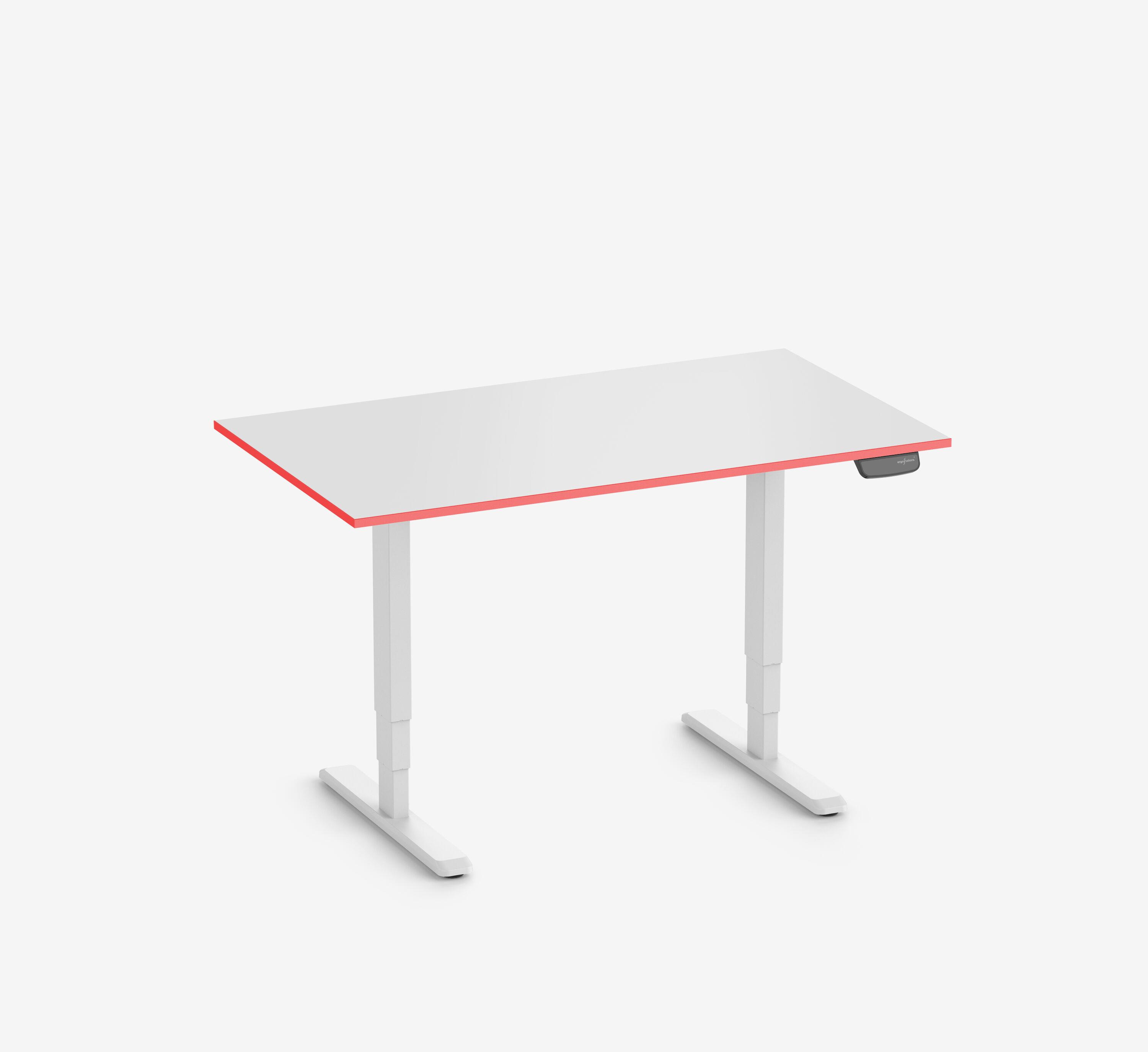 Scrivania da gaming PRIMUS - Colore: Bianco | Dimensione: 140x80 | Forma del piano: Rettangolare | Superficie: Classico | Colore bordo: Yellow Cab