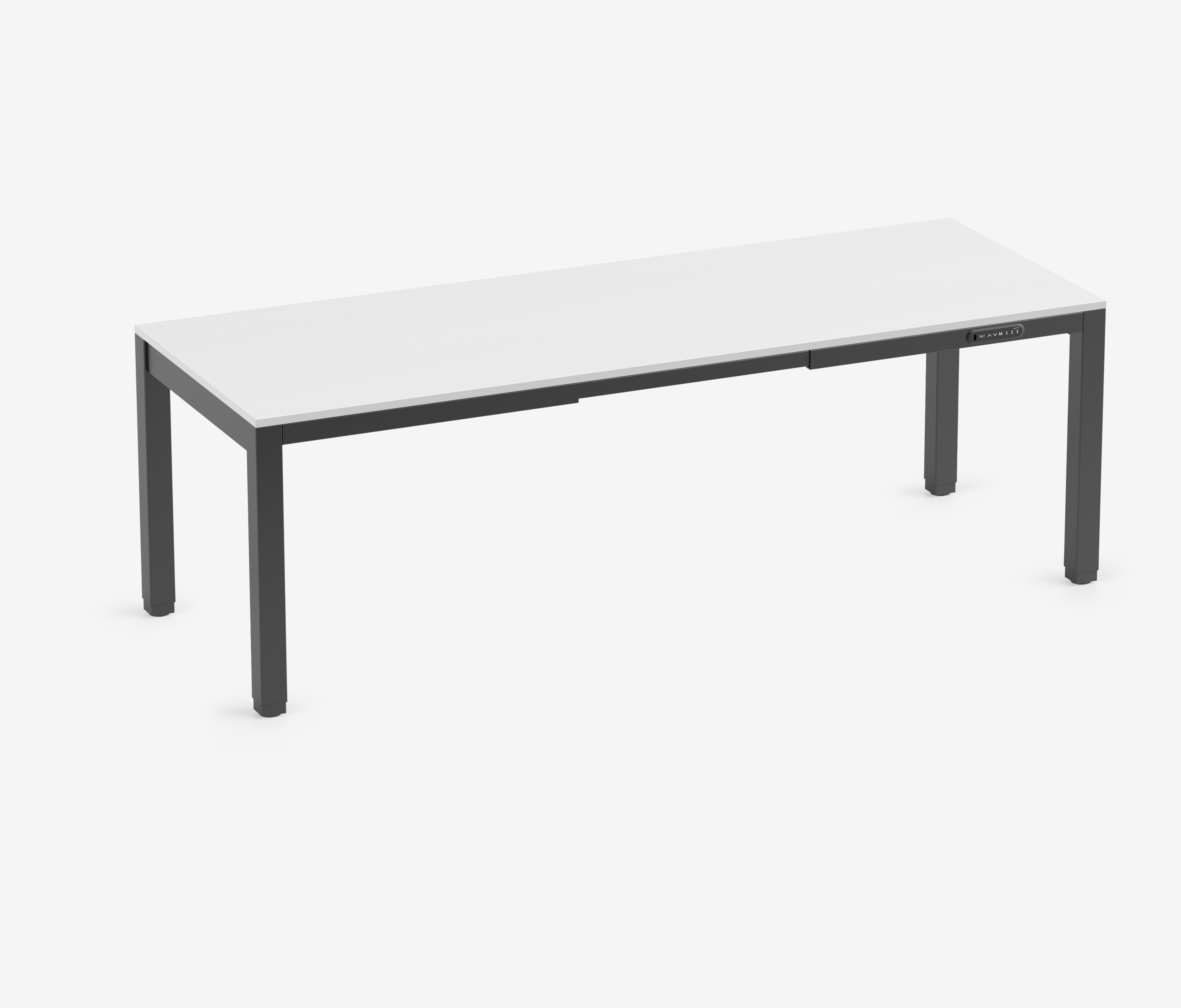 Scrivania PRIMUS a 4 gambe XL - Decoro: Bianco top | Colore: Nero | Dimensione: 220x80