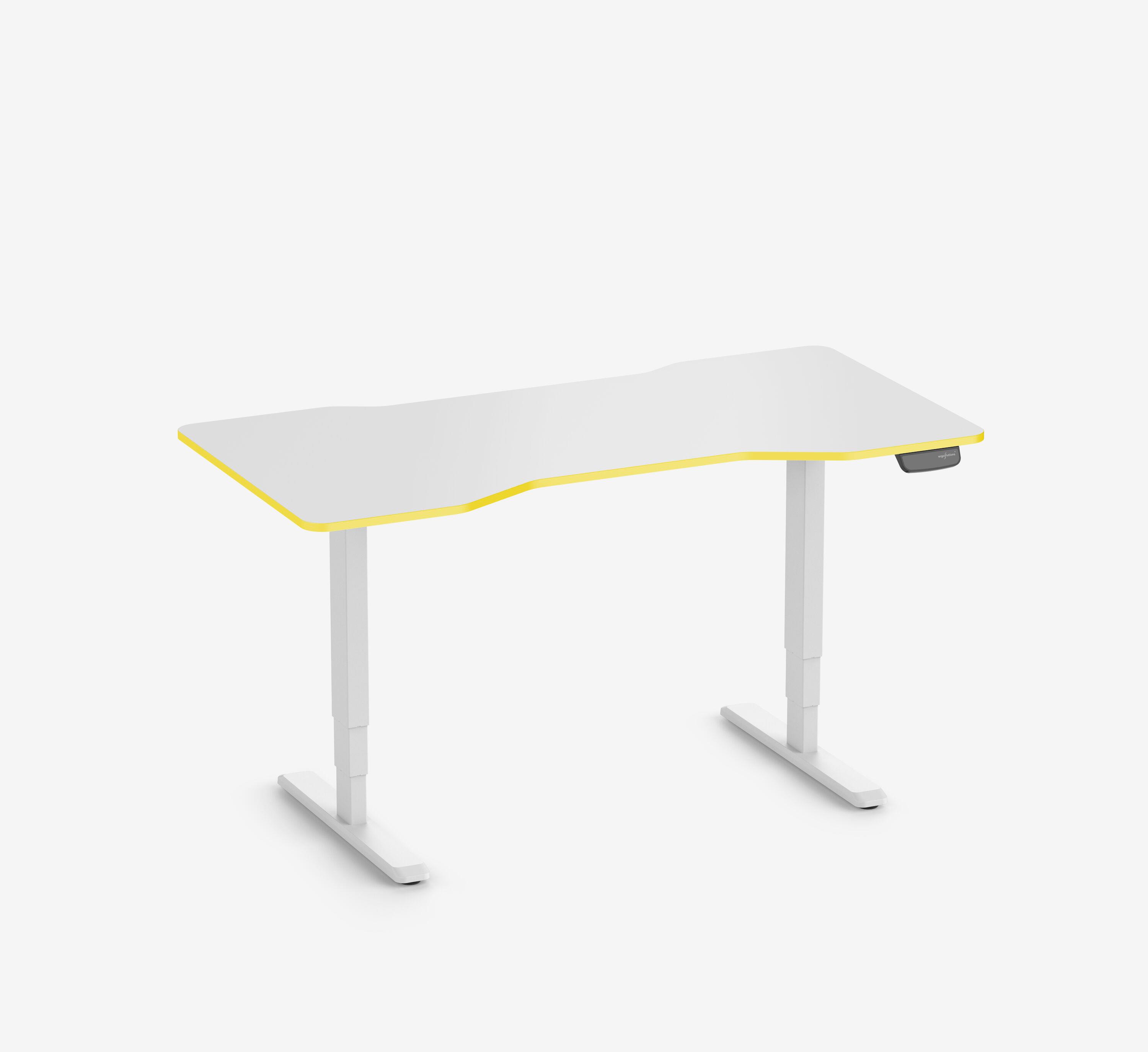 Scrivania da gaming PRIMUS - Colore: Bianco | Dimensione: 140x80 | Forma del piano: Rettangolare | Superficie: Classico | Colore bordo: Yellow Cab