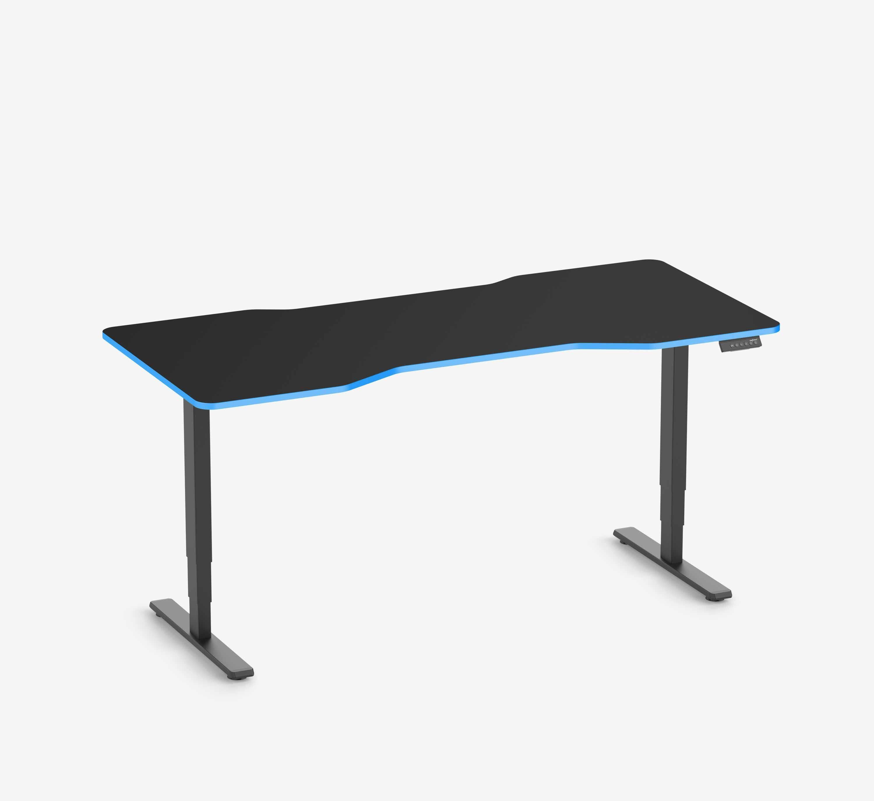 Scrivania da gaming FOKUS - Colore: Nero | Colore bordo: Royal Blue | Forma del piano: Rettangolare | Dimensione: 140x80