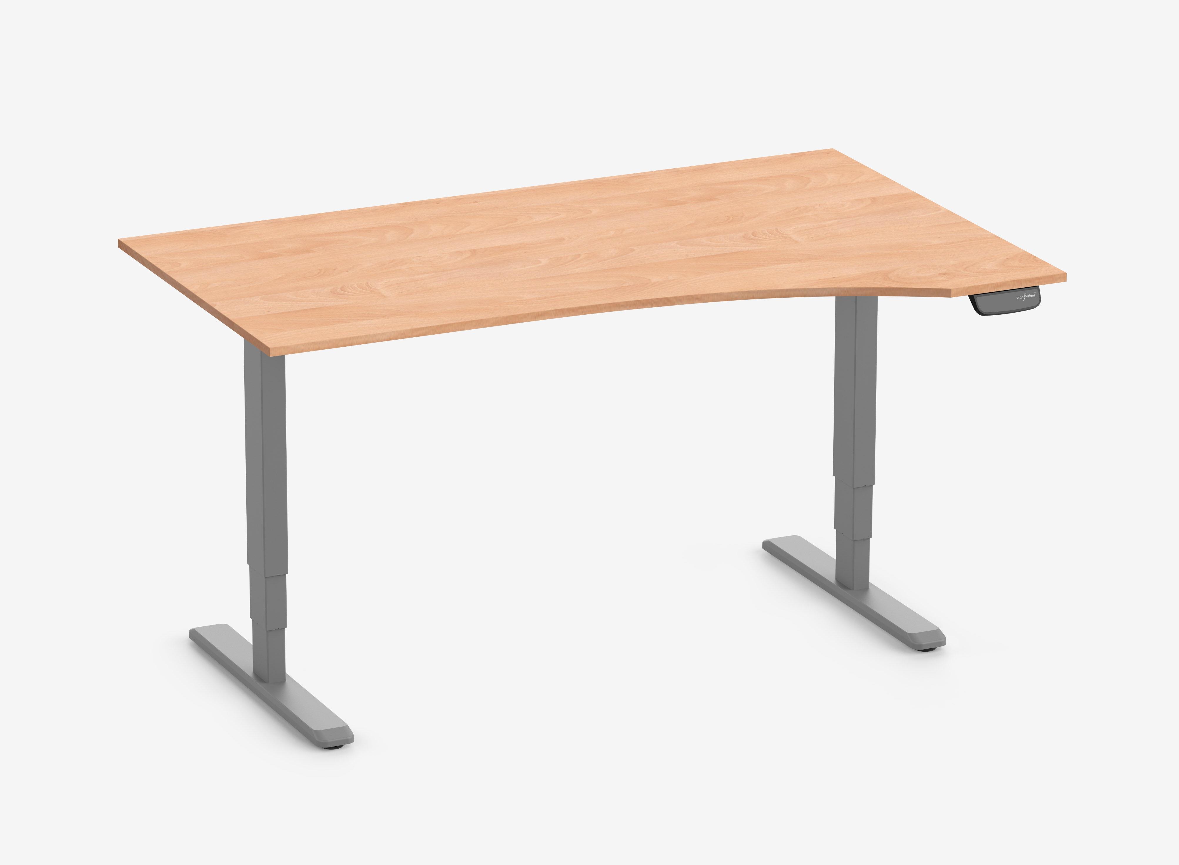 Scrivania a forma libera PRIMUS - Struttura: Grigio | Orientamento: destra | Decoro: Faggio | Dimensione del piano: 160x80/100