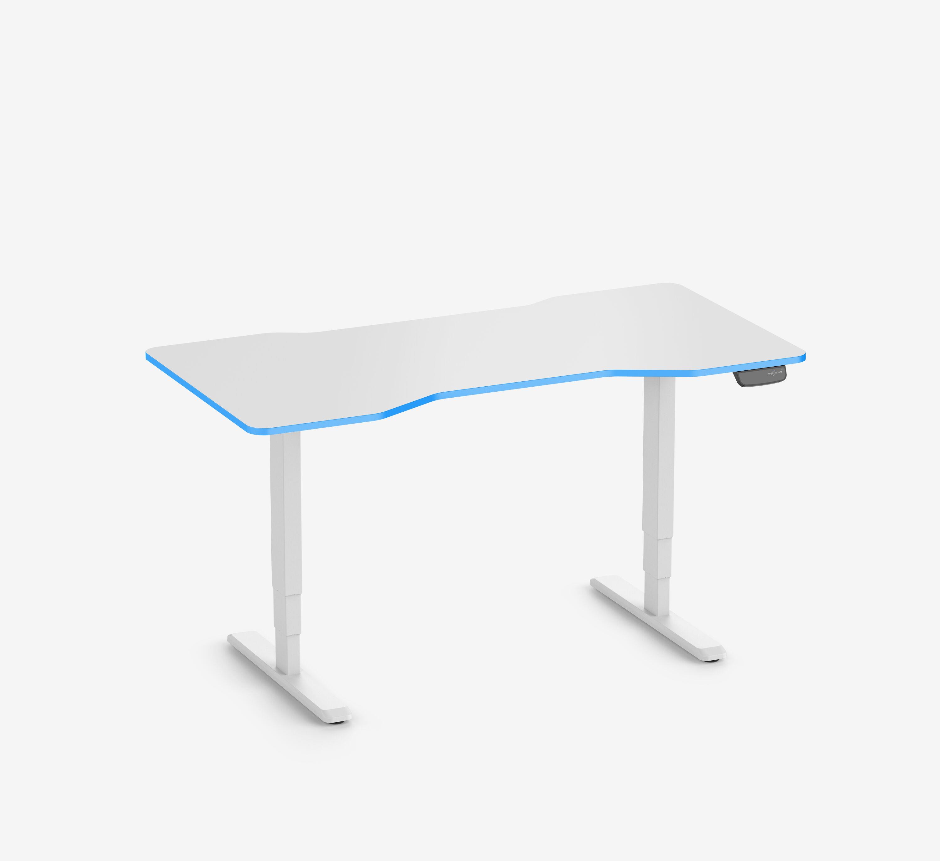 Scrivania da gaming PRIMUS - Colore: Bianco | Dimensione: 140x80 | Forma del piano: Rettangolare | Superficie: Classico | Colore bordo: Yellow Cab