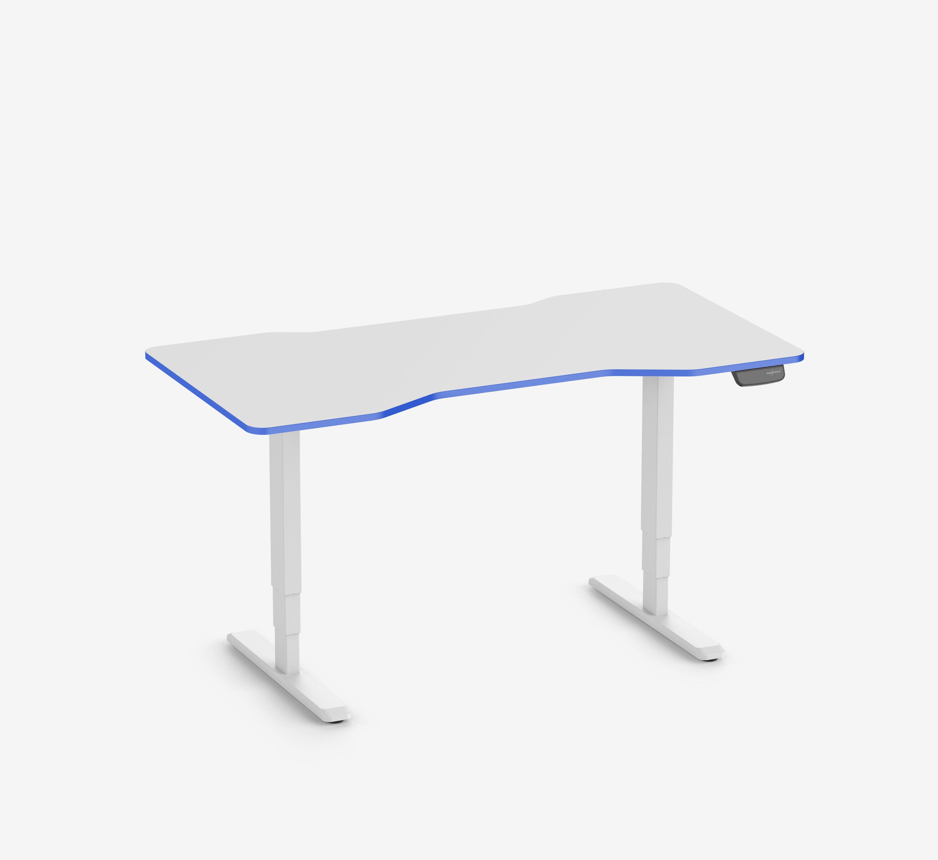 Scrivania da gaming PRIMUS - Colore: Bianco | Dimensione: 140x80 | Forma del piano: Rettangolare | Superficie: Classico | Colore bordo: Yellow Cab