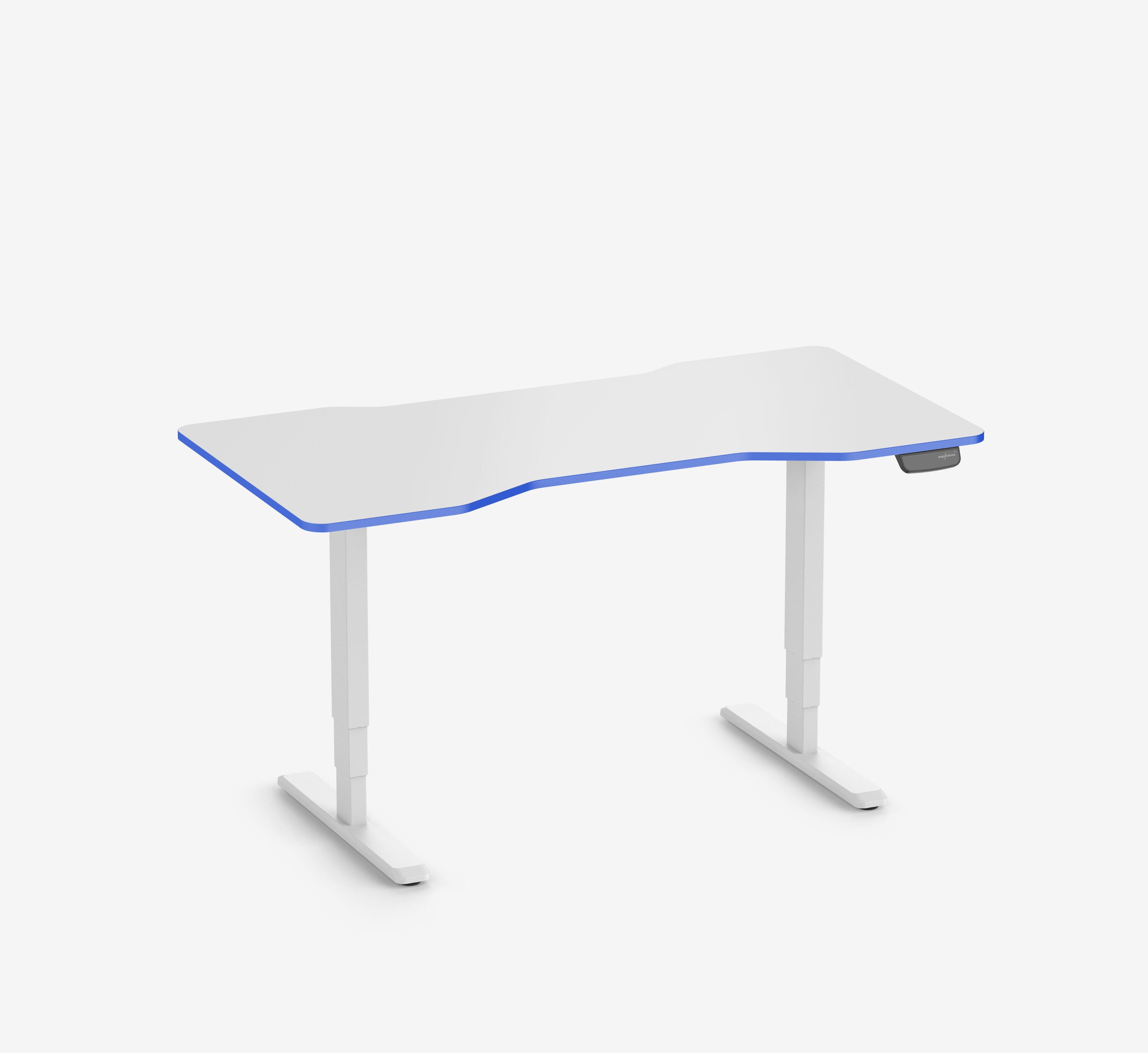 Scrivania da gaming PRIMUS - Colore: Bianco | Dimensione: 140x80 | Forma del piano: Rettangolare | Superficie: Classico | Colore bordo: Yellow Cab