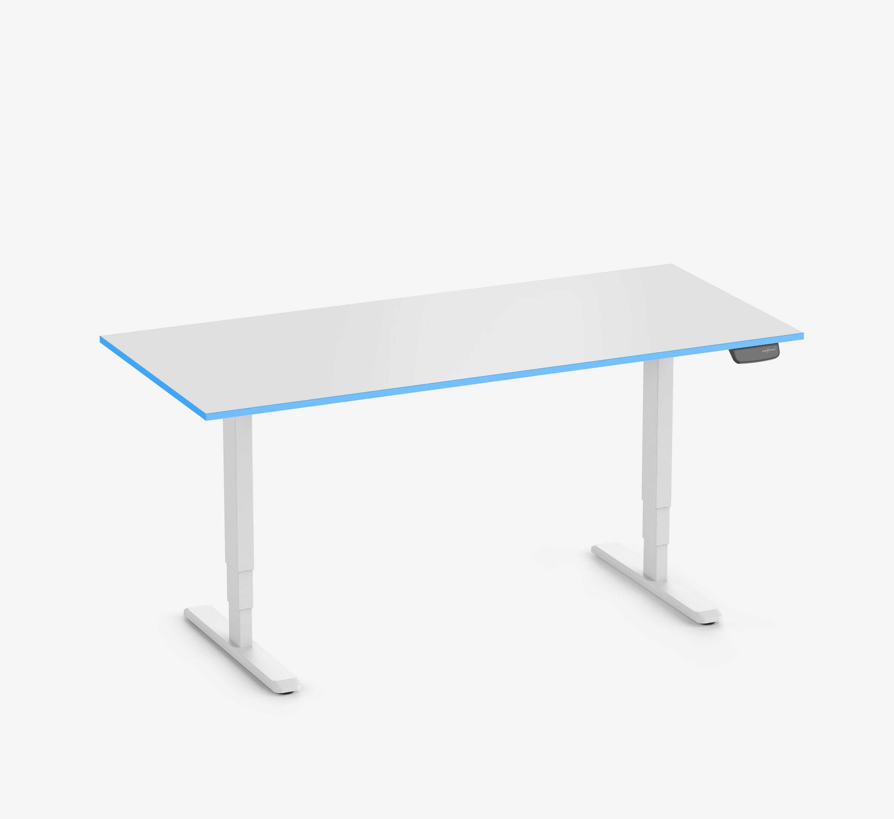 Scrivania da gaming PRIMUS - Colore: Bianco | Dimensione: 140x80 | Forma del piano: Rettangolare | Superficie: Classico | Colore bordo: Yellow Cab