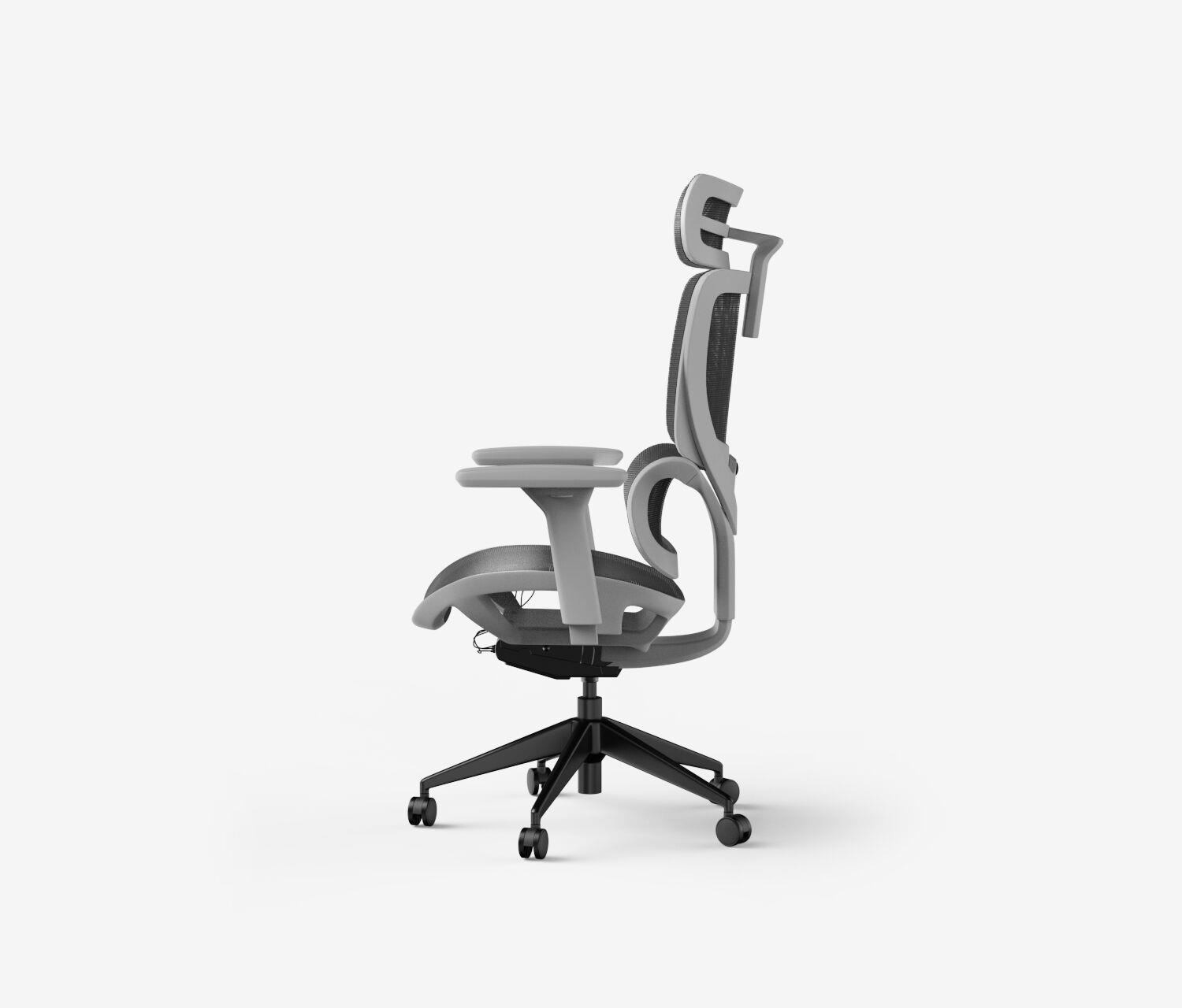 Sedia girevole da ufficio SENTA FX Mesh - Colore: Grigio | Base a croce: Nero  | Molla & Altezza seduta: Alta, altezza seduta 55 - 66 cm