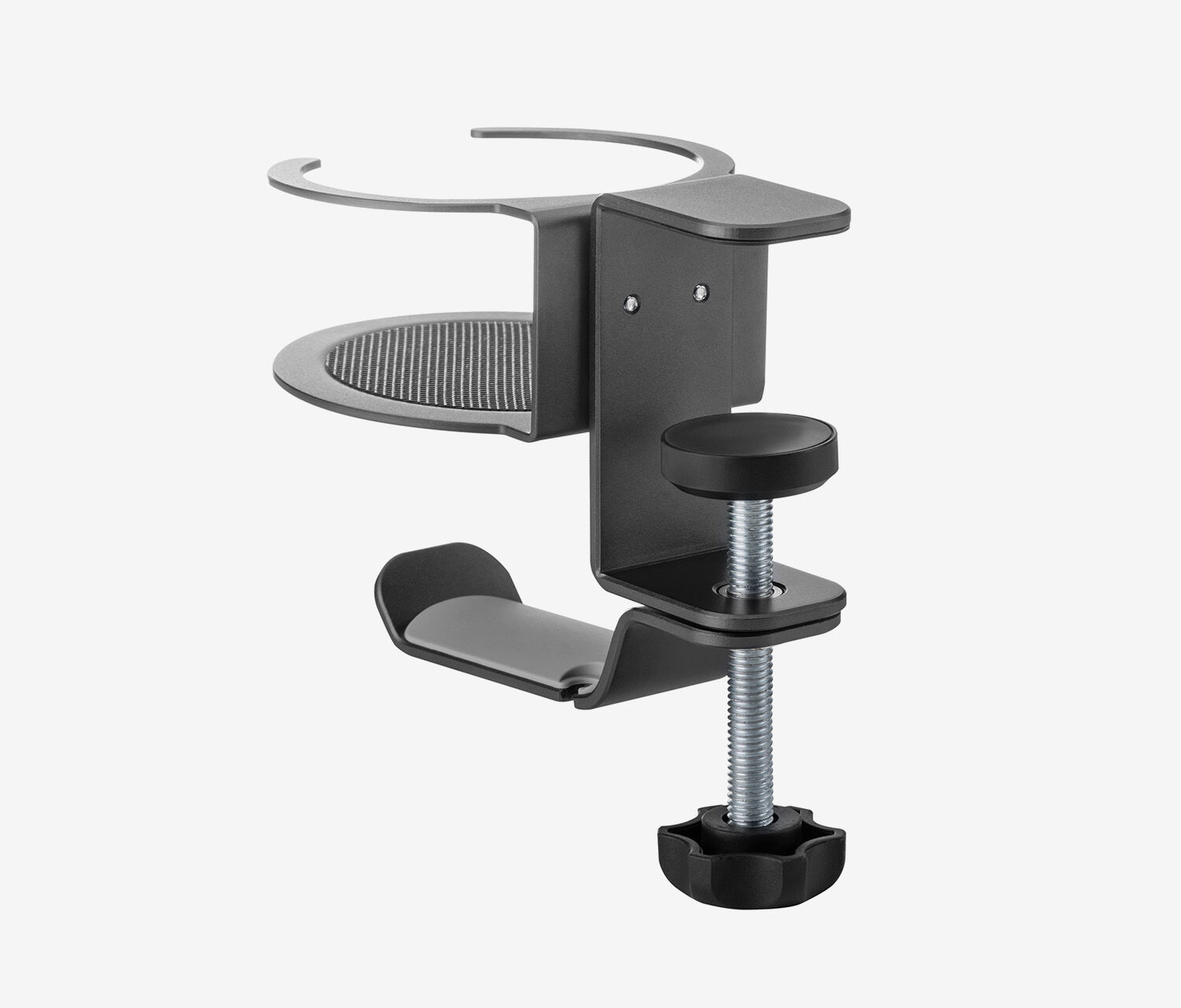 Supporto per cuffie con portabevande integrato