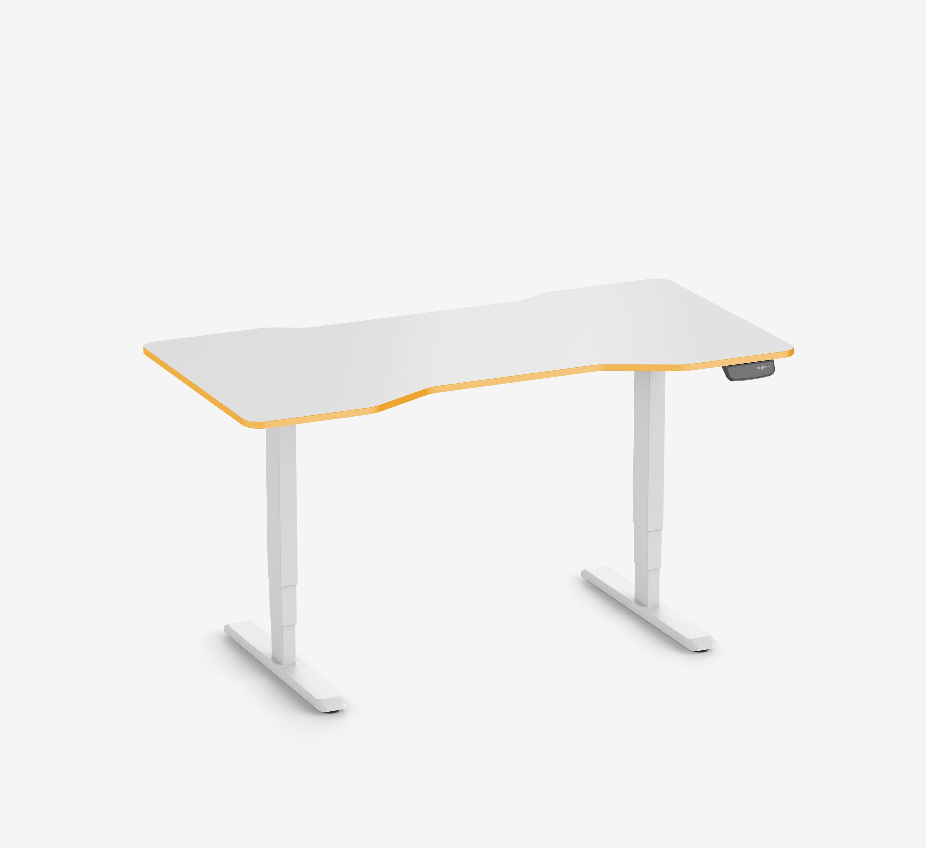 Scrivania da gaming PRIMUS - Colore: Bianco | Dimensione: 140x80 | Forma del piano: Rettangolare | Superficie: Classico | Colore bordo: Yellow Cab