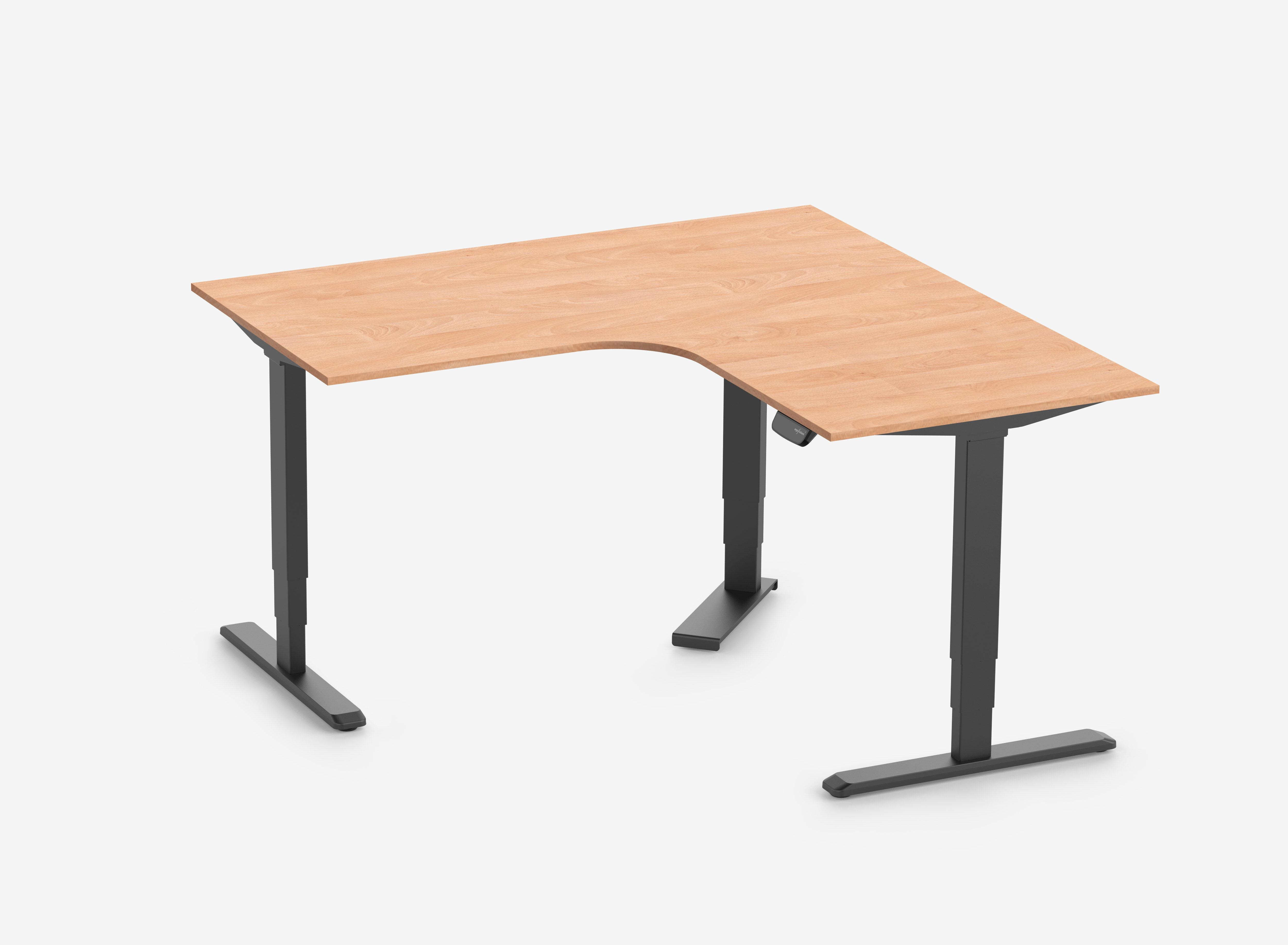 Scrivania angolare PRIMUS - Decoro: Faggio | Struttura: Nero | Dimensione del piano: 160/80x160/80