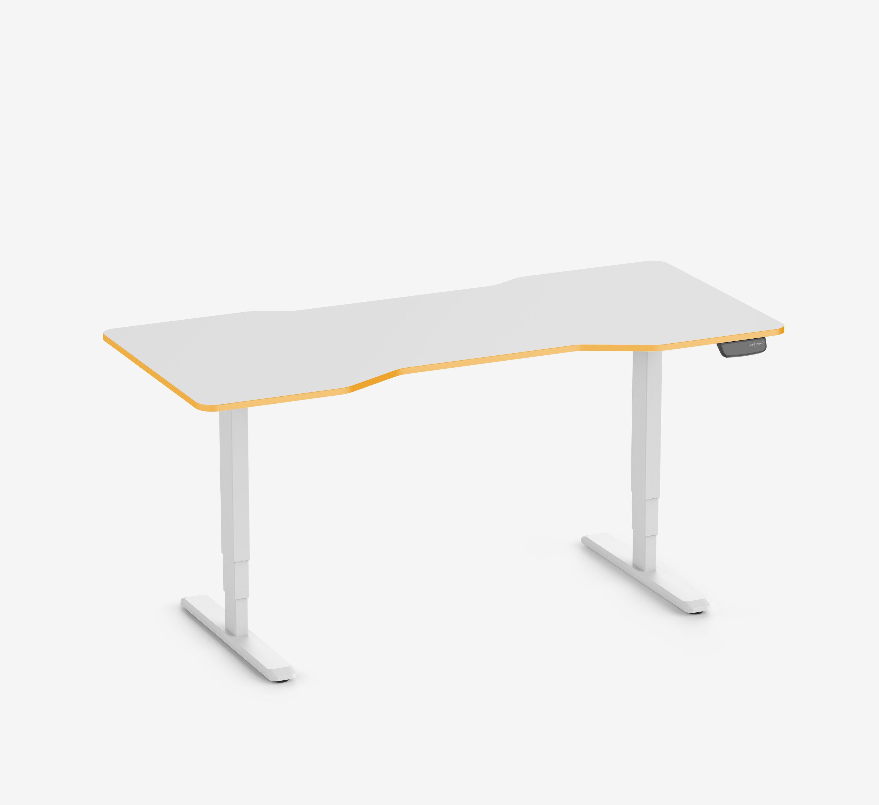 Scrivania da gaming PRIMUS - Colore: Bianco | Dimensione: 140x80 | Forma del piano: Rettangolare | Superficie: Classico | Colore bordo: Yellow Cab