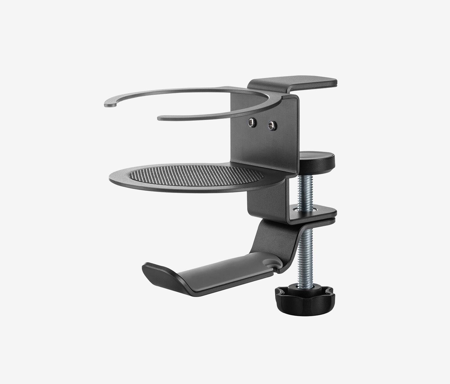 Supporto per cuffie con portabevande integrato