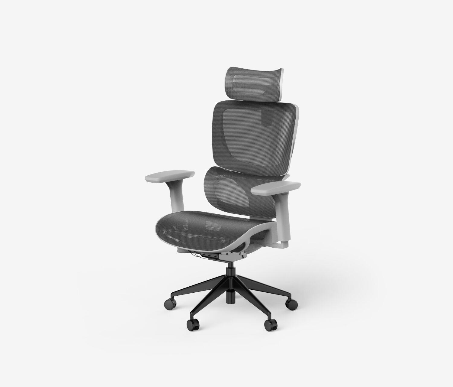 Sedia girevole da ufficio SENTA FX Mesh - Colore: Grigio | Base a croce: Nero  | Molla & Altezza seduta: Alta, altezza seduta 55 - 66 cm