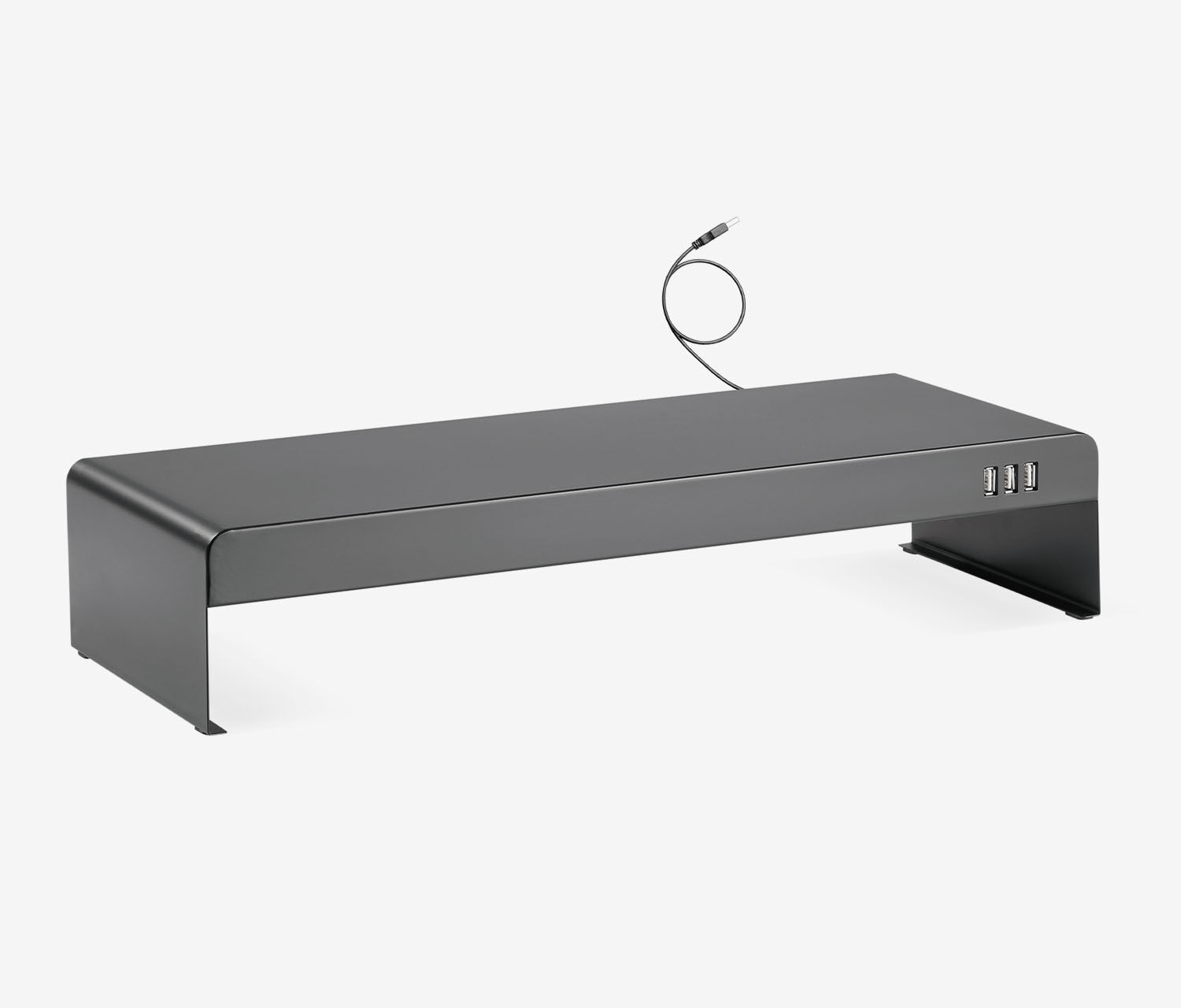 Rialzo per monitor in acciaio con hub USB triplo