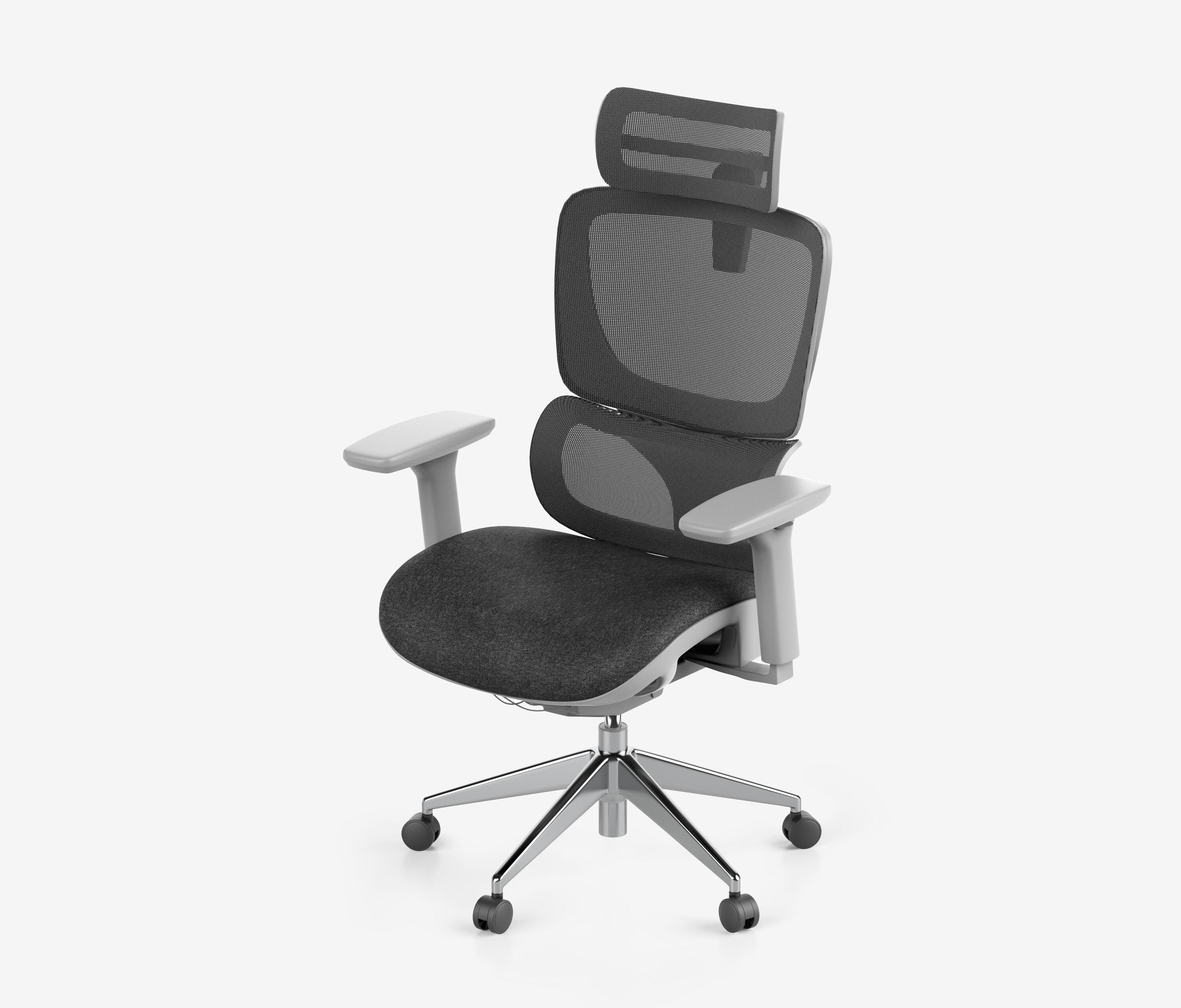 Sedia girevole da ufficio SENTA FX - Colore: Grigio | Molla & Altezza seduta: Alta, altezza seduta 53 - 64 cm | Base a croce: Alu poliert