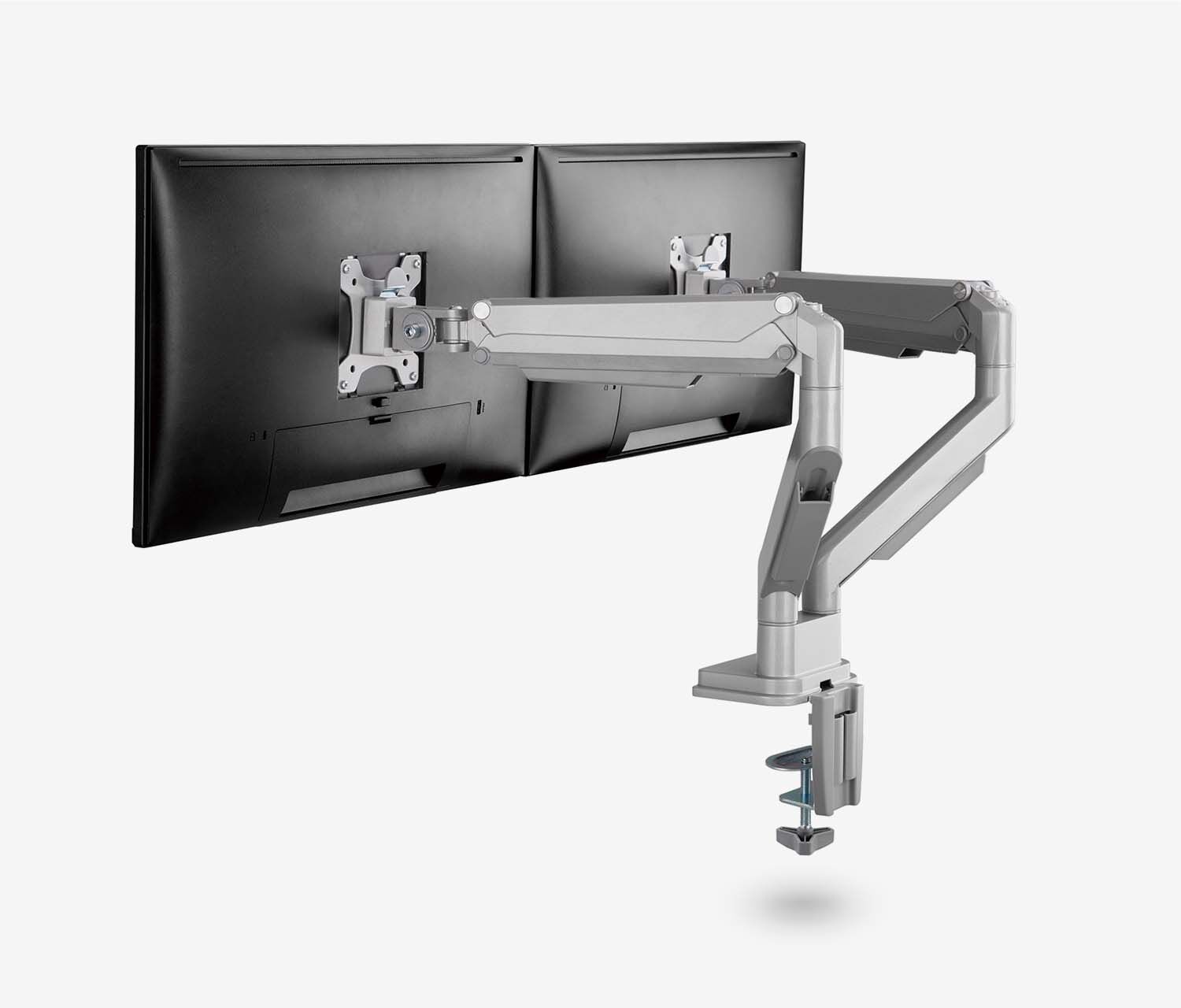Braccio per monitor con pressione a gas Dual - argento